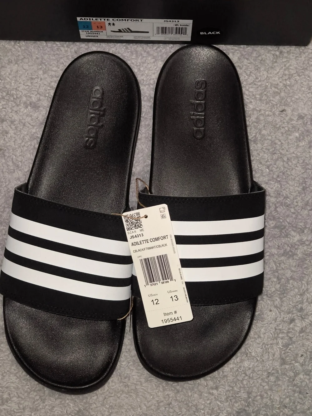 adidas Black and White Adilette Slide Sandals